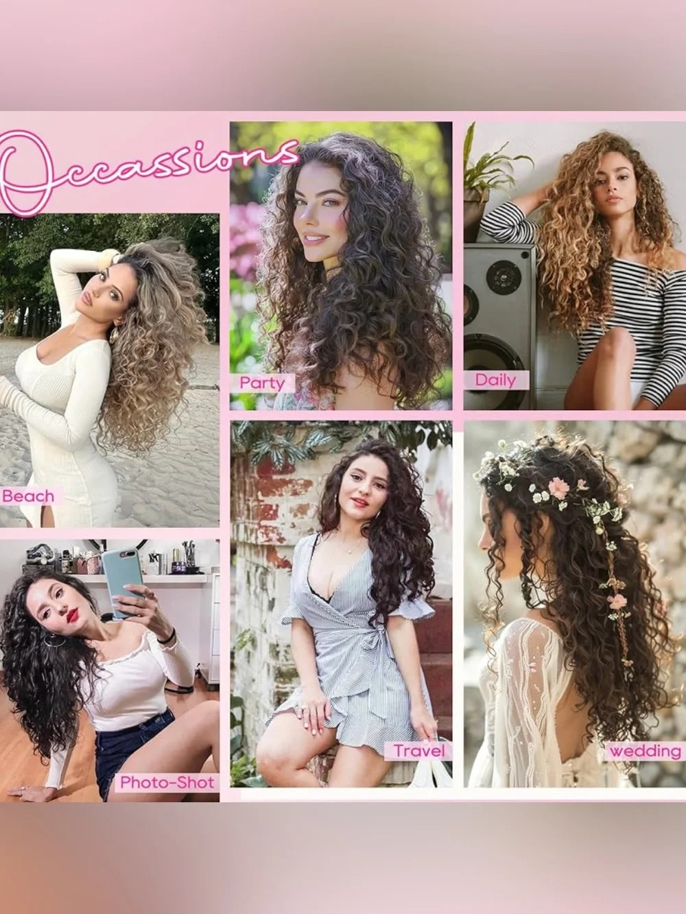 Curly 4-Pc Hair Extensions Silver Gray Lace Weft Clip Ins - 20”